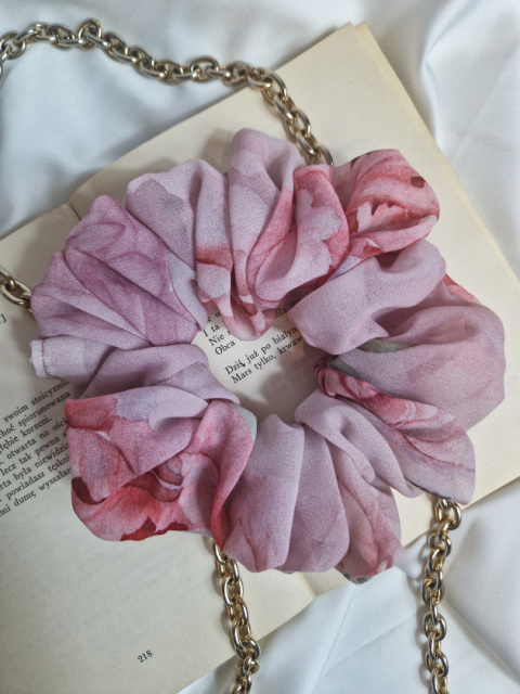 Scrunchie z szyfonu Peony XL Scrunchie z szyfonu Peony XL
