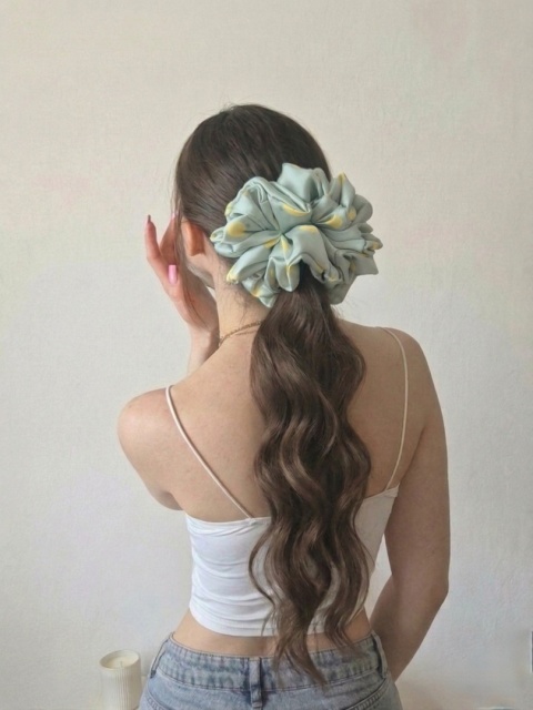 scrunchies-pistacjowa scrunchie xxl-ogromna scrunchie-duże scrunchies-ogromna gumka do włosów-scrunchies oversized-frotka xxl