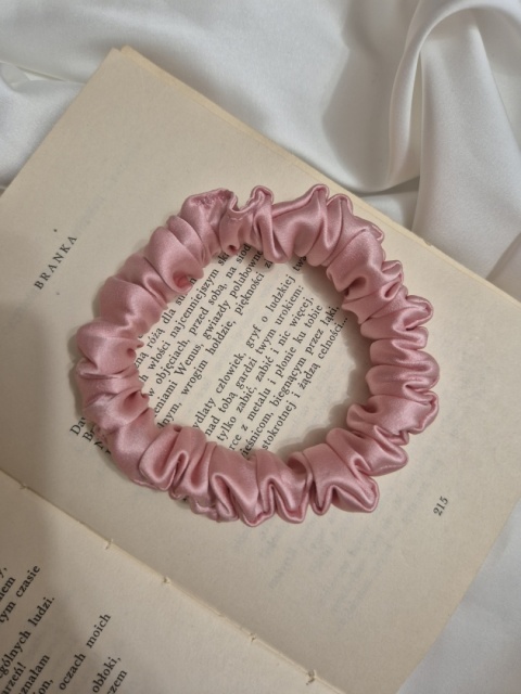 Scrunchie jedwabna Baby Pink S