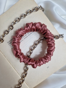 Scrunchie jedwabna Coral Pink S