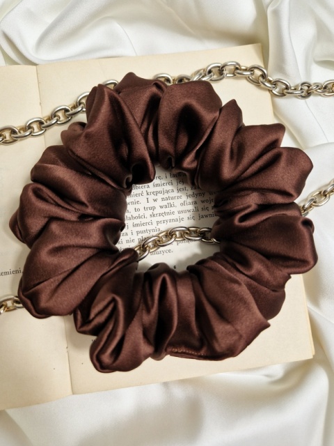Scrunchie jedwabna Milk Chocolate L