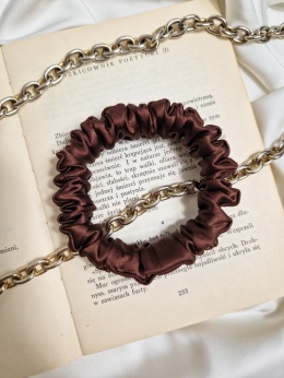 Scrunchie jedwabna Milk Chocolate S