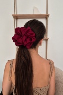 duża bordowa gumka do włosów-bordowa scrunchie xxl-duże gumki do włosów-wiśniowa gumka-bordowe scrunchies-ozdobna frotka