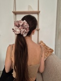 Scrunchie duża gumka do włosów karmelowa print jelonka - Honey Deer XXL