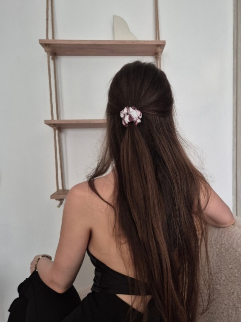 Scrunchie mini gumka do włosów mahoniowy wzór - Cardamon S