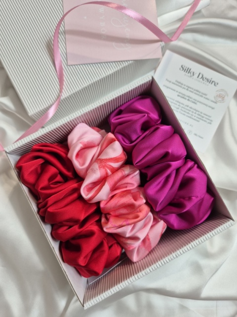 zestaw prezentowy dla niej-zestaw prezentowy scrunchie-zestaw gumek do włosów-prezent dla niej na święta-duża gumka do włosów