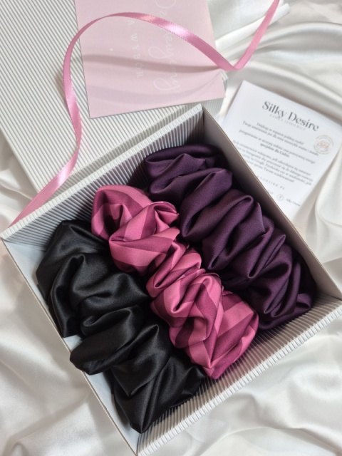 zestaw prezentowy dla niej-zestaw prezentowy scrunchie-zestaw gumek do włosów-prezent dla niej na święta-duża gumka do włosów